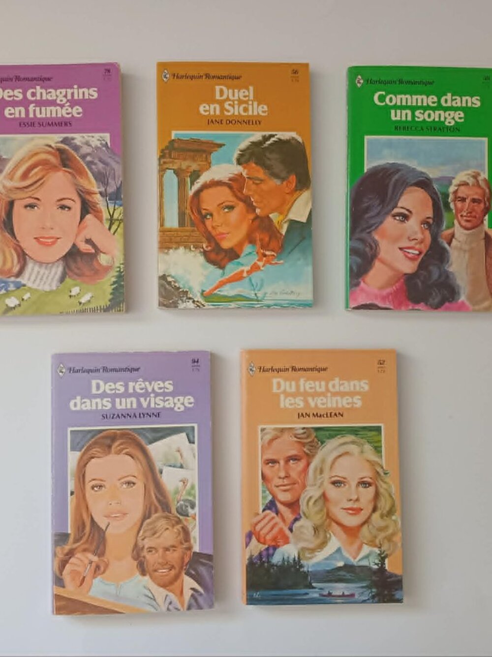Lot of 10 Vintage Harlequin Romantique French Romance Books 1980s w/ Inscription